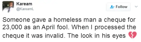 See What Someone Did To A Homeless Man All In The Name Of April Fool